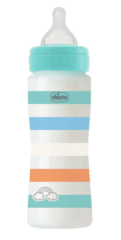 CHICCO - WELL BEING Πλαστικό Μπιμπερό ΘΣ 4m+ (Boy) - 330ml